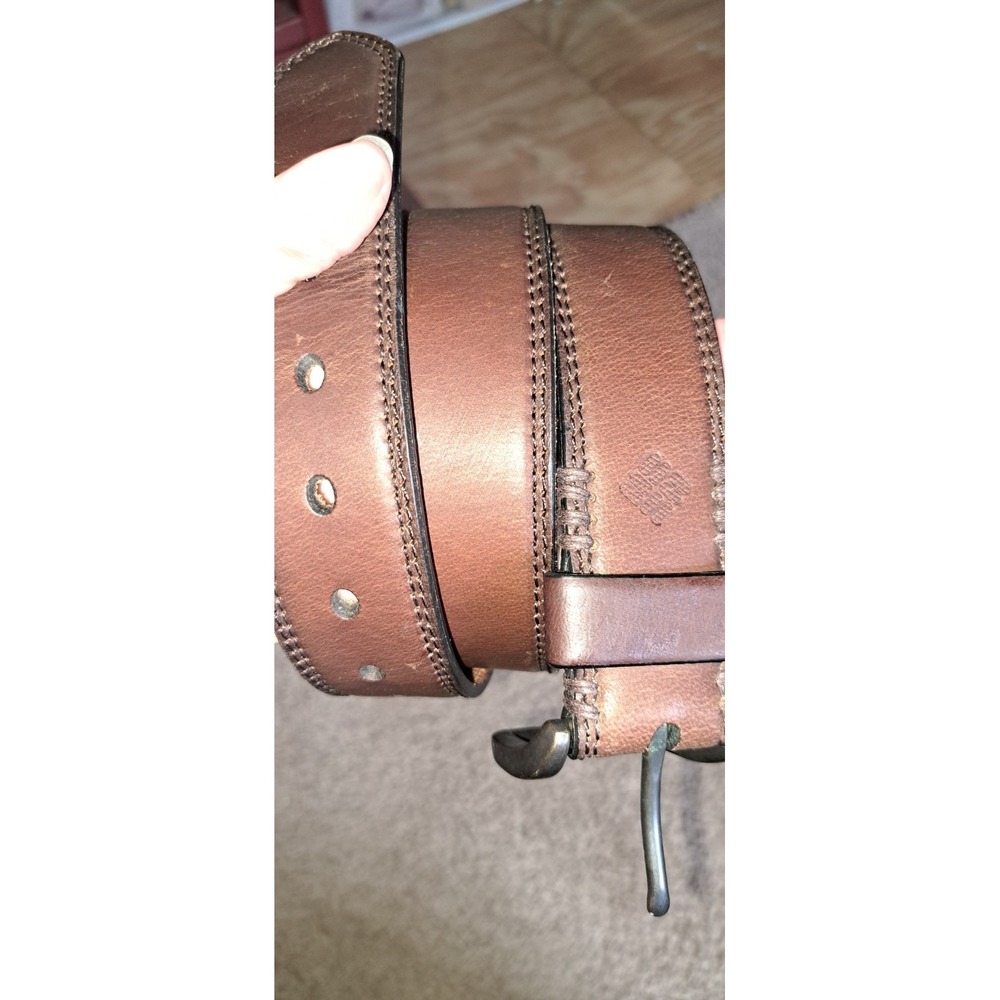 Columbia Mens Brown Genuine Leather Belt Size 34 Casual 1.5 Inch Wide